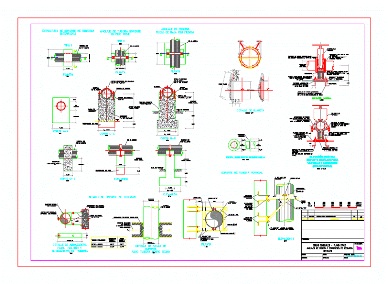 Anchors Pipes And Structure Of Discharge DWG Detail for AutoCAD
