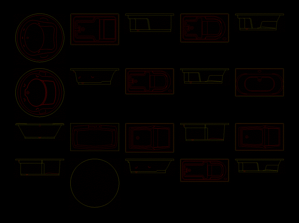 Banheiras DWG Block for AutoCAD