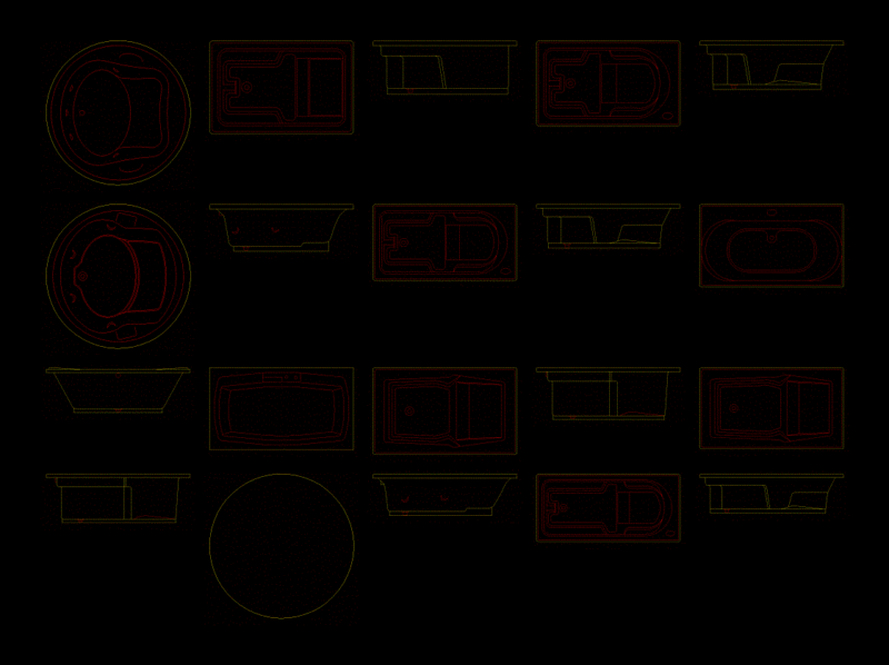 Banheiras DWG Block for AutoCAD