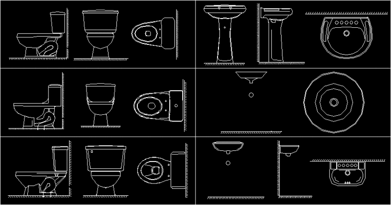 Bath Room Sets DWG Block for AutoCAD
