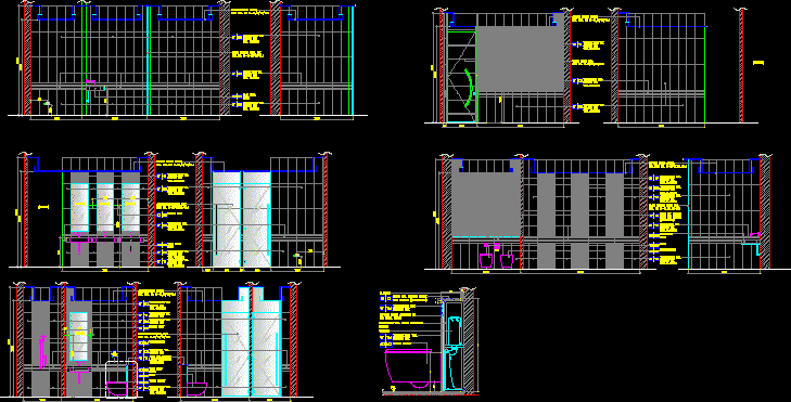 Bathroom, Toilet Details DWG Section for AutoCAD • Designs CAD