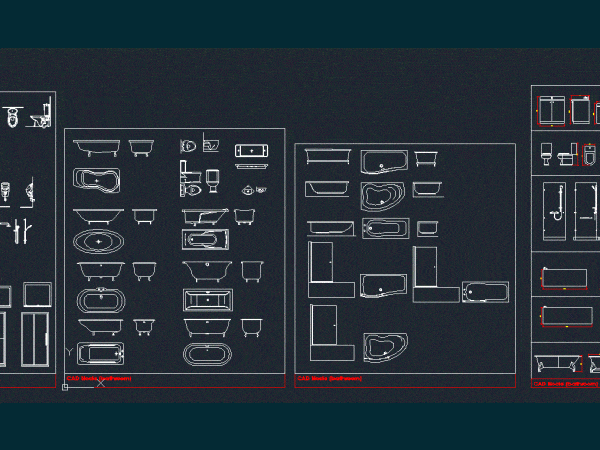 Bathroom Blocks DWG Block for AutoCAD • Designs CAD - Bathroom Blocks Dwg Block For AutocaD 2769 600x450