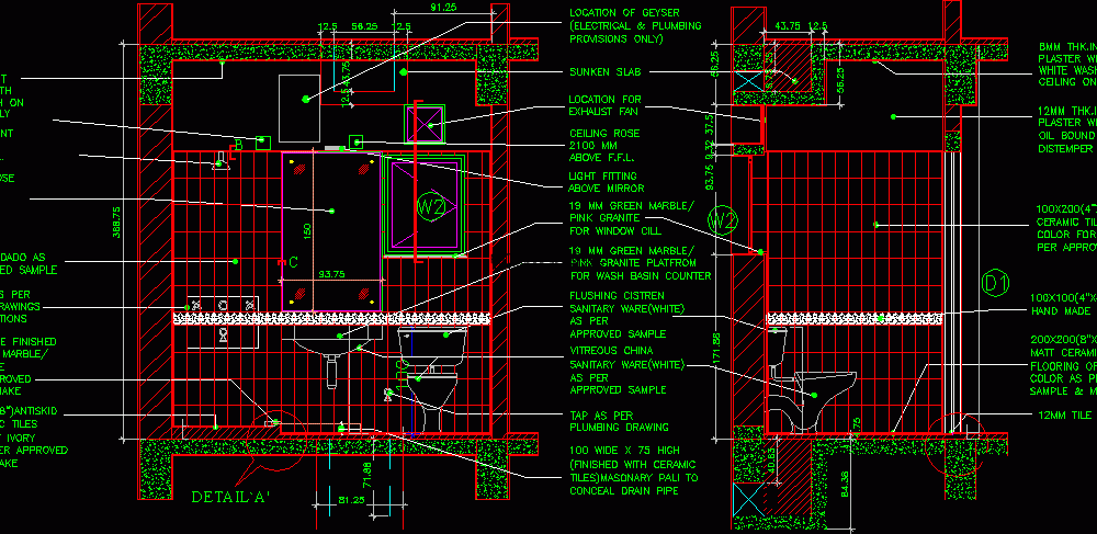 Bathroom Detail, 3 Bedroom House DWG Plan for AutoCAD ...