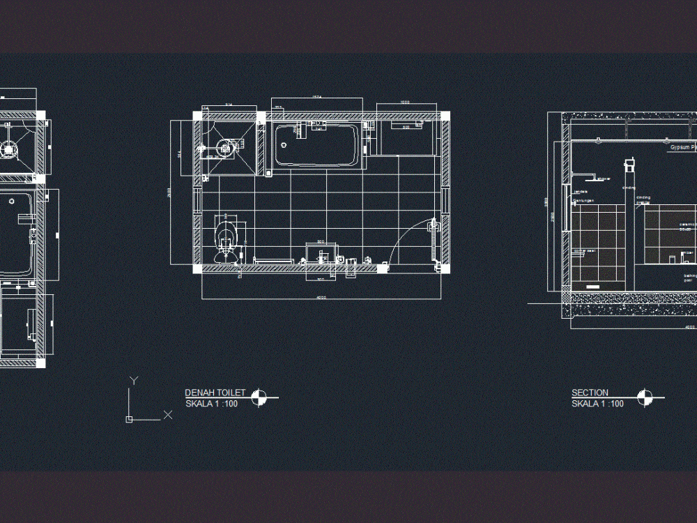 Bathroom DWG Section for AutoCAD • Designs CAD - Bathroom Dwg Section For AutocaD 93611 1000x750