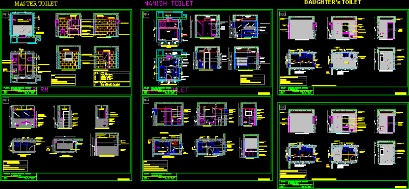 Bathrooms – Details DWG Detail for AutoCAD