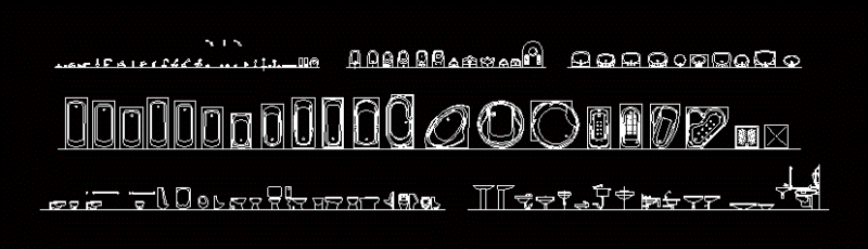 Bathrooms Artifacts In Plan And Elevation 2D DWG Plan for AutoCAD