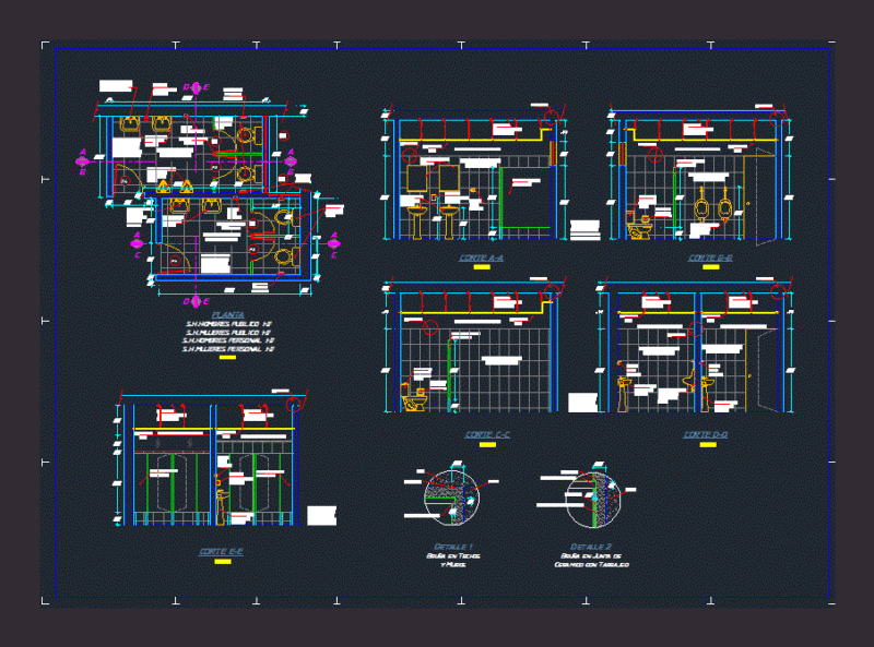 Bathrooms DWG Detail for AutoCAD