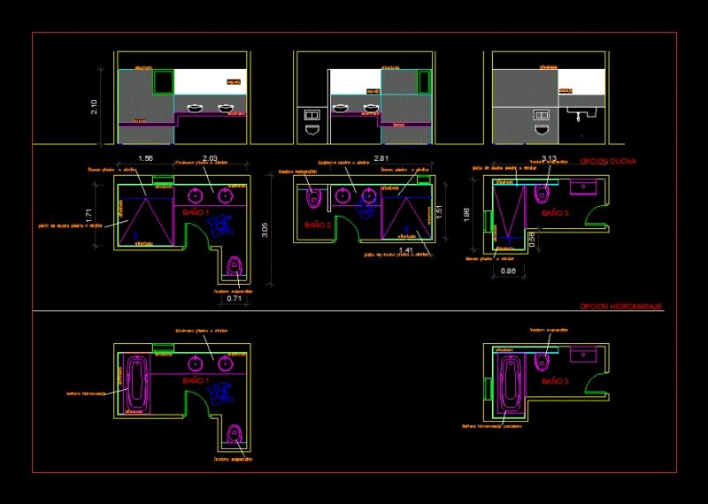Bathrooms DWG Detail for AutoCAD