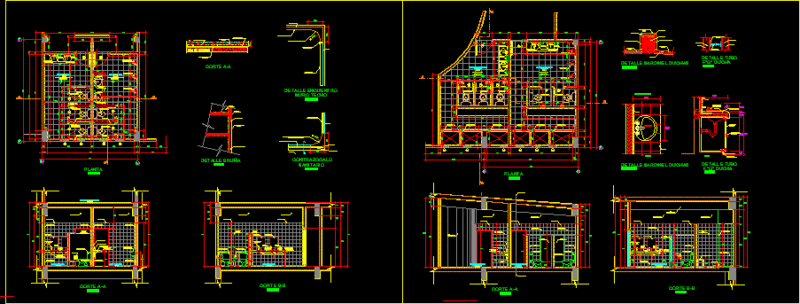 Bathrooms DWG Section for AutoCAD