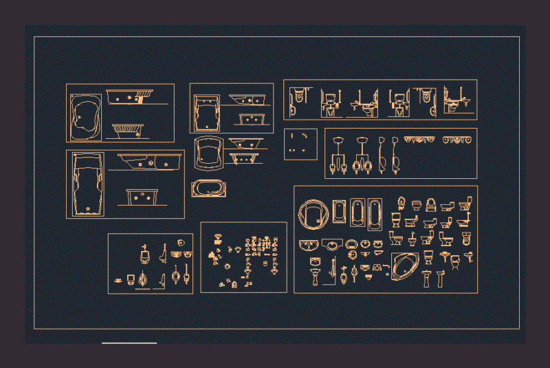 Bathrooms Fixtures DWG Block for AutoCAD