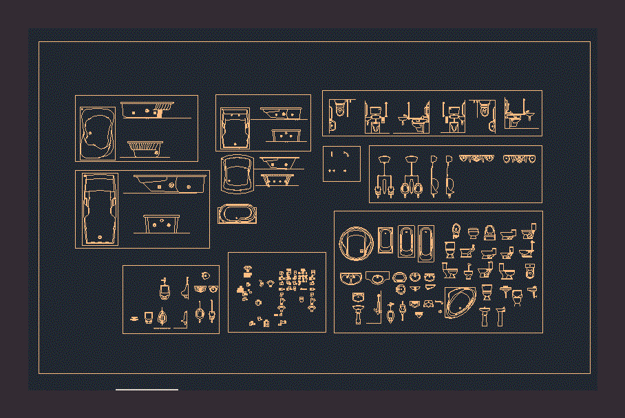 Bathrooms Fixtures DWG Block for AutoCAD • Designs CAD