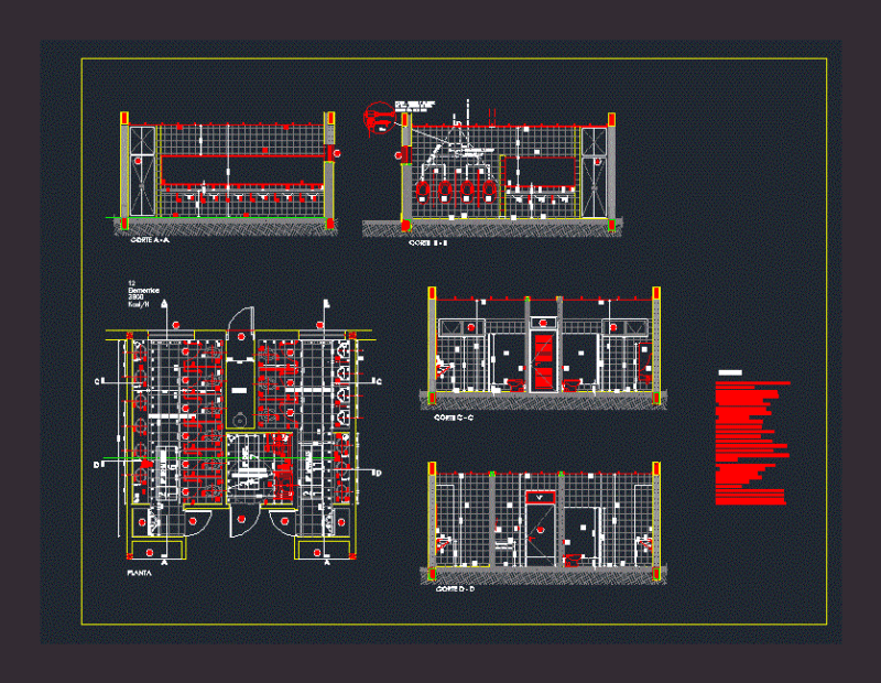Bathrooms For School DWG Detail for AutoCAD