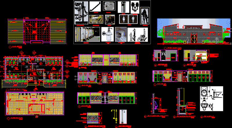 Bathrooms Paid DWG Section for AutoCAD