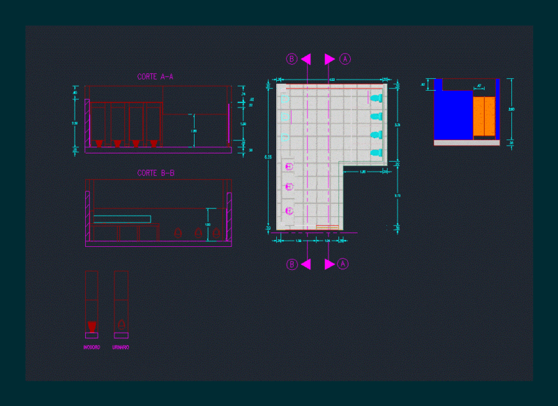 Bathrooms School DWG Block for AutoCAD