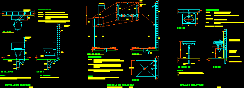 Baths - Details Of Sanitary Installation DWG Detail for AutoCAD