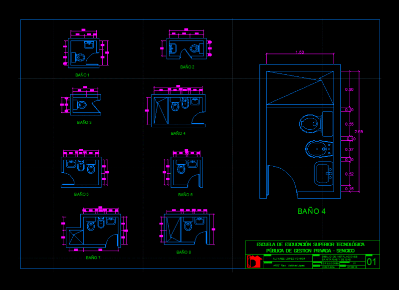 Baths DWG Block for AutoCAD