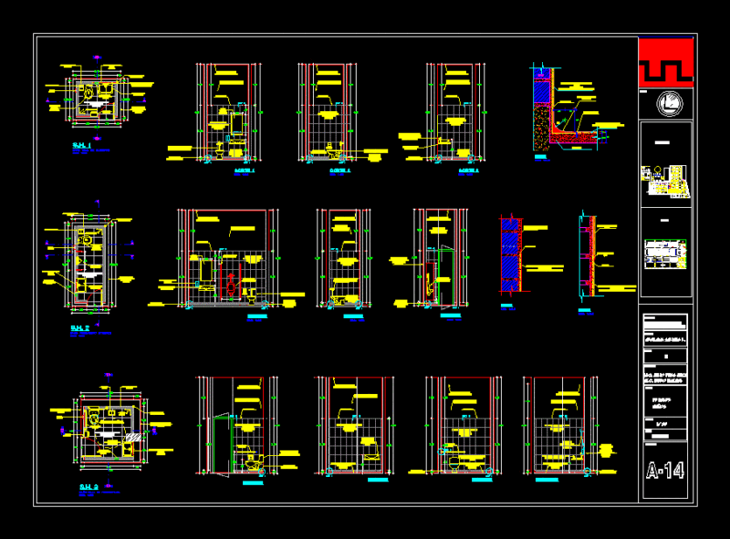 Baths DWG Section for AutoCAD