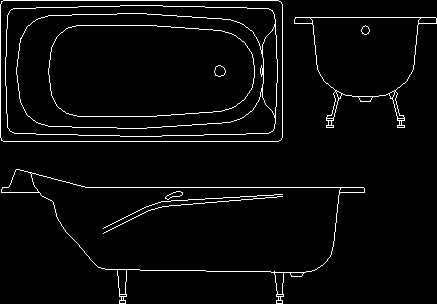 Bathtub With Legs Dwg Block For Autocad, Bathtub Autocad Block