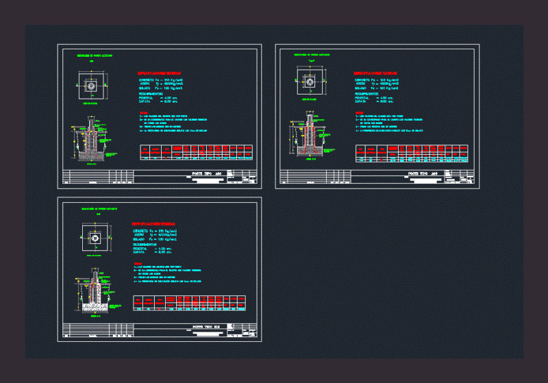 Cementing Metal Posts DWG Block for AutoCAD