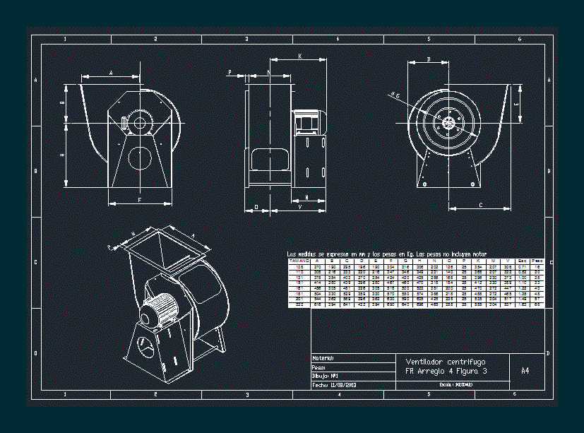 centrifugal fan autocad drawing