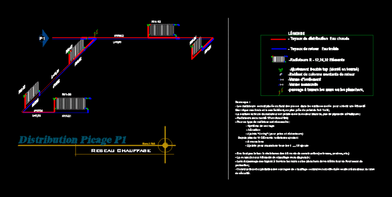 Chauffage Distribution DWG Plan for AutoCAD