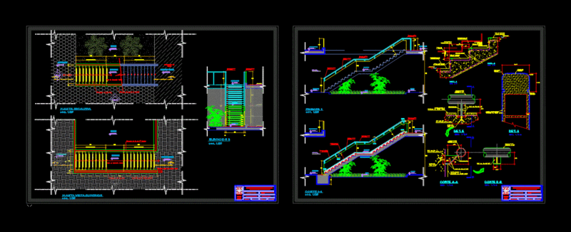 Concrete Staircase – Double Leg DWG Detail for AutoCAD