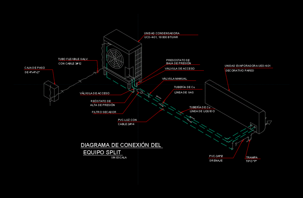 Connection Detail Of Minisplit DWG Detail for AutoCAD