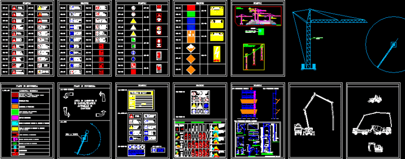 Construction Site – Signs DWG Block for AutoCAD