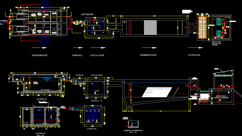 Conventional Wather Treatment Plant DWG Block for AutoCAD
