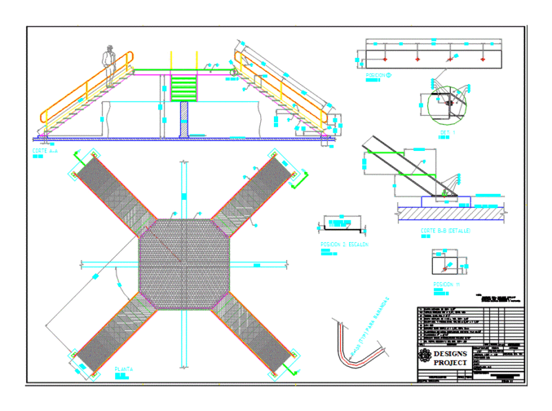 Cross On Housing Ladder DWG Block for AutoCAD