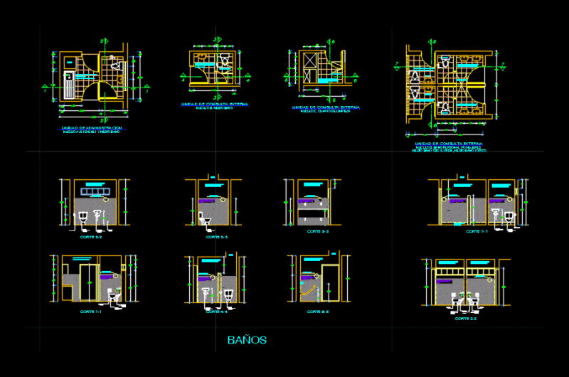Detail Of Bathrooms DWG Detail for AutoCAD