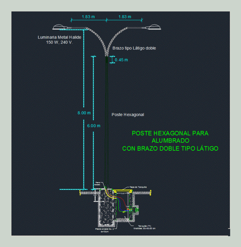 Detail Post Exagonal DWG Detail for AutoCAD