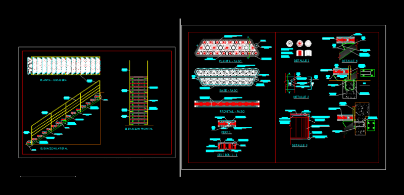 Detail Recyclable Metal Staircase DWG Plan for AutoCAD
