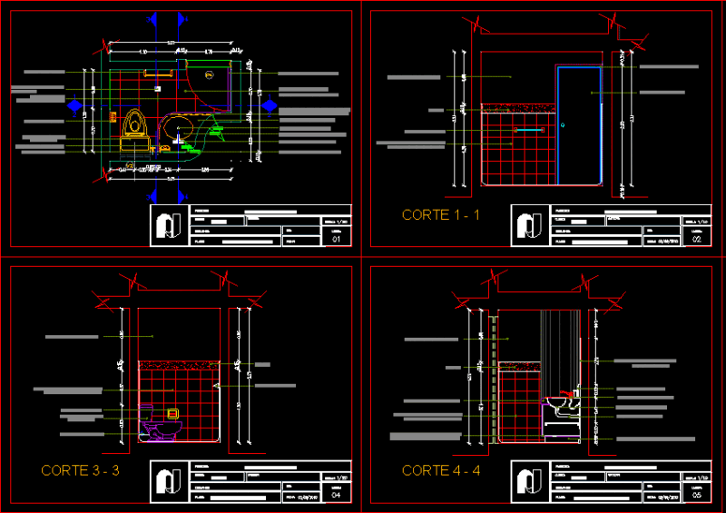Detail Social Bathroom DWG Section for AutoCAD