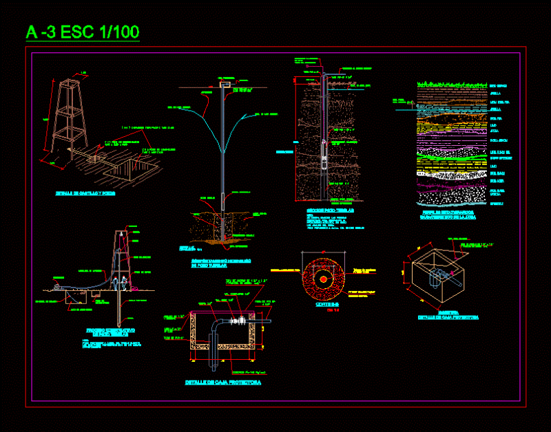 Detail Well Bore DWG Plan for AutoCAD