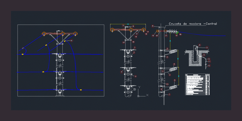 Detail Wiring In Medium Voltage Lines DWG Detail for AutoCAD