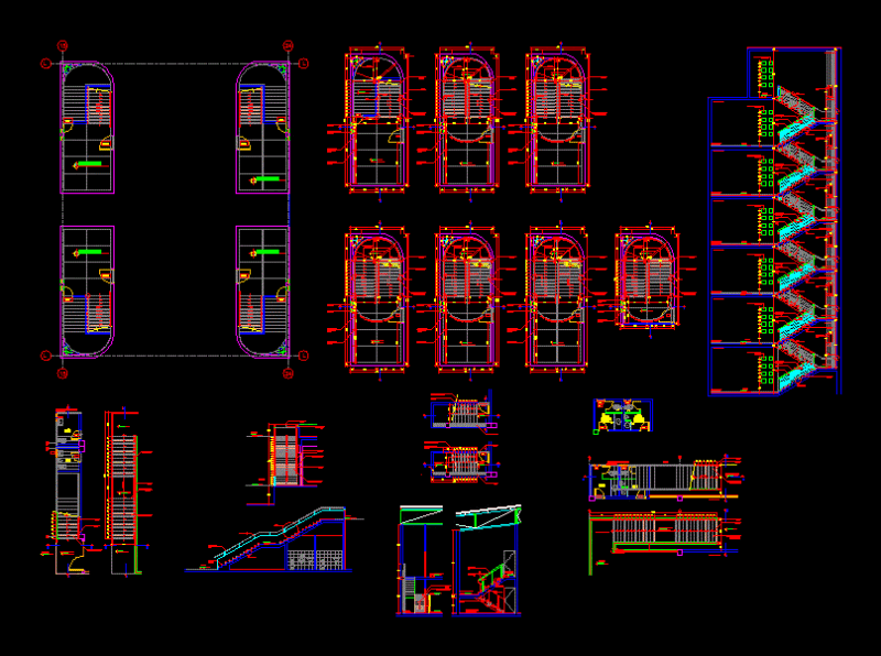 7-Story Building Staircase Construction Details and Plans