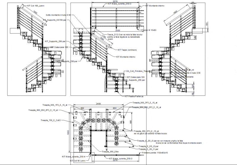Details Metallic Staircase 2D DWG Detail for AutoCAD