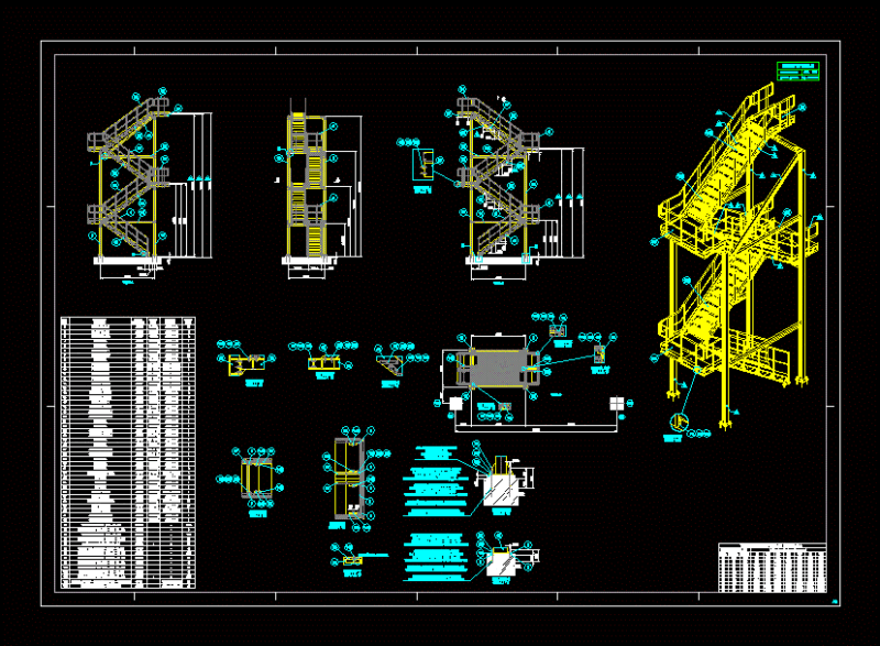 Details Of Metal Stairs DWG Detail for AutoCAD