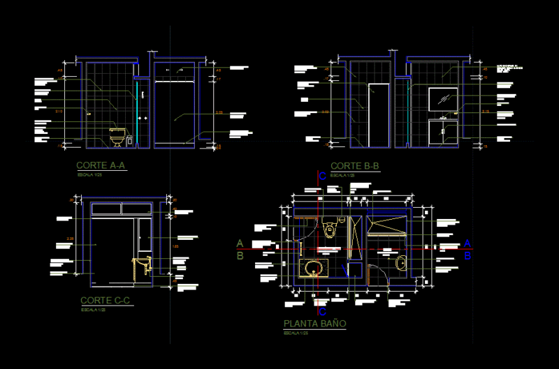 Development Bathroom DWG Section for AutoCAD