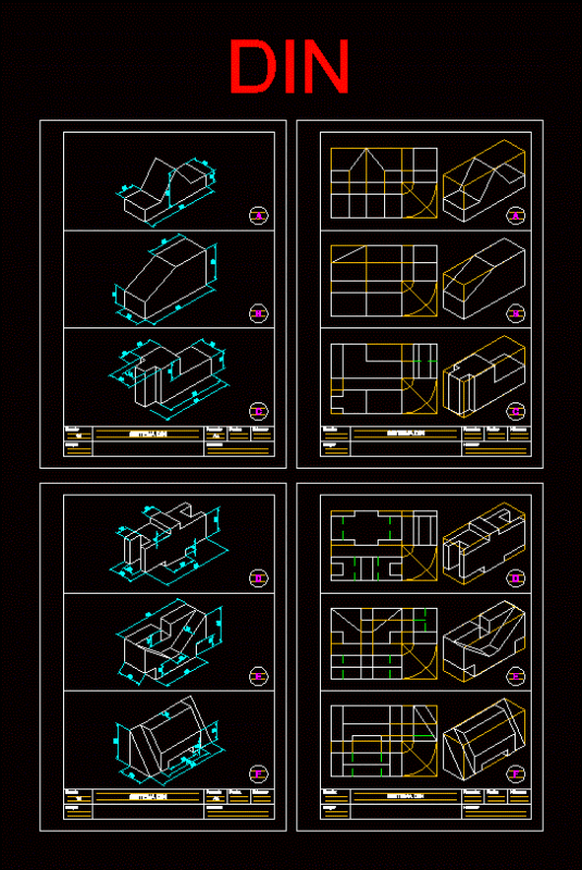 Din System Views DWG Block for AutoCAD
