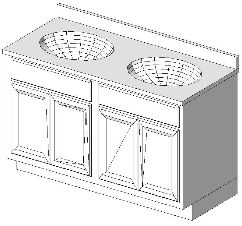 Doble Washbasin With Furniture 3D RFA Model
