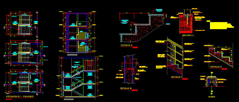 Double-L Stair DWG Detail for AutoCAD