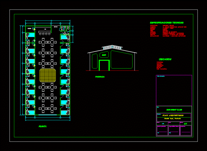 Draft Bar Night Club DWG Block for AutoCAD