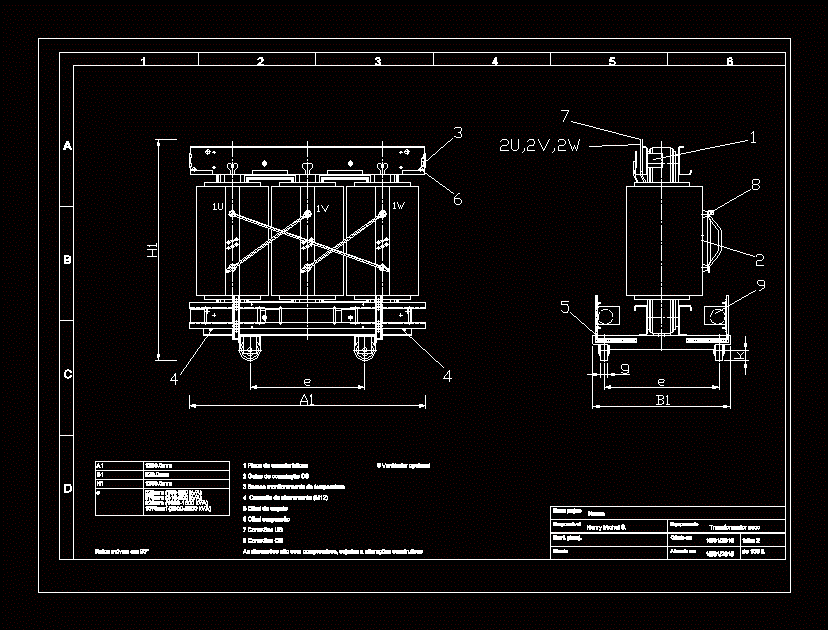 Dry Transformer DWG Block for AutoCAD – Designs CAD block diagram electrical engineering 
