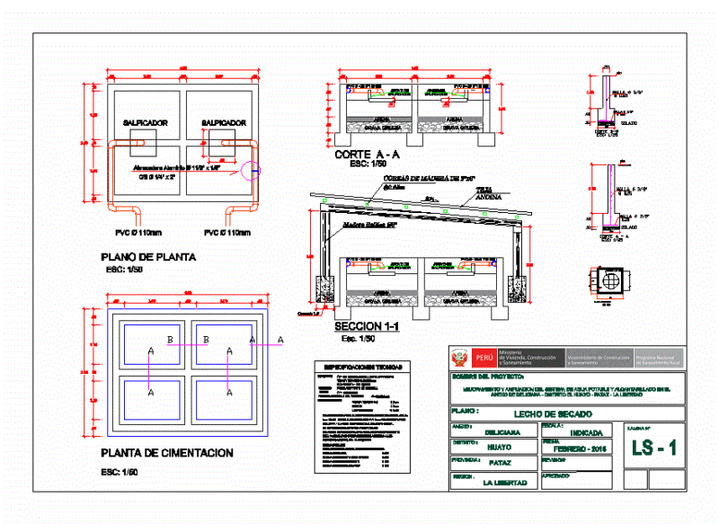 Drying Bed – Potable Water DWG Block for AutoCAD
