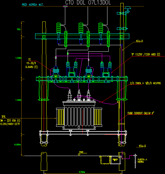 Electric Transformer – 440-227v DWG Block for AutoCAD ... 220v motor wiring diagram 
