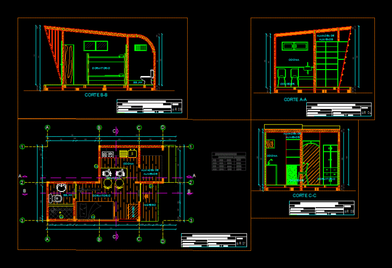 Emergency Housing DWG Section for AutoCAD