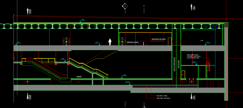 Escalators DWG Section for AutoCAD