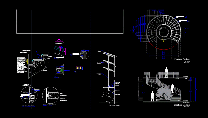 Escalera Elicoidal DWG Detail for AutoCAD